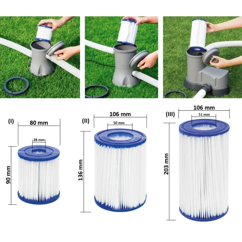 Cartucho de Filtro para Piscina Tipo I, II y III Repuesto Universal para Bombas de Cartucho